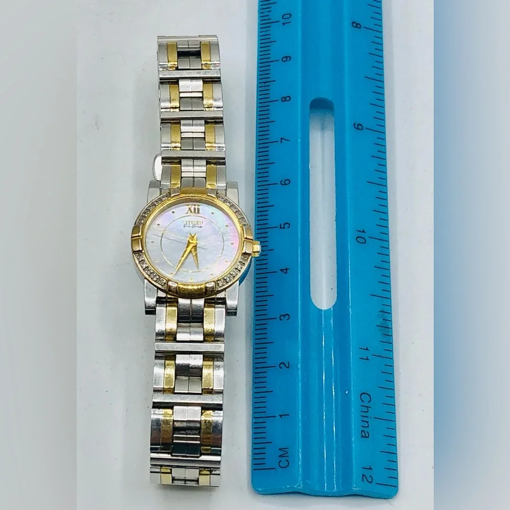 Citizen Eco-Drive Ladies Watch Two-Tone Diamond Accent MOP Dial